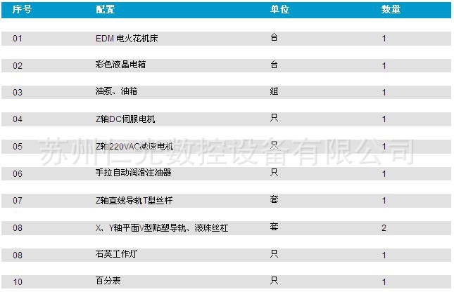 电火花成型机主机配置